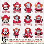 Western Kentucky Hilltoppers  Pennywise Horror NCAA Bundle 12 SVG Svg Eps Dxf Png File, Digital Download