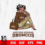 Western Michigan Broncos Awesome Black Fan Girl Betty Boop, Svg Eps Dxf Png File, Digital Download