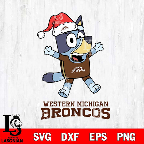 Western Michigan Broncos Bluey Happy Christmas Svg Eps Dxf Png File, Digital Download
