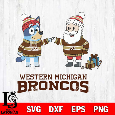 Western Michigan Broncos Bluey With Satan Christmas File Cut, NCAA SVG DXF EPS PNG FILE, Digital Download,Instant Download, Silhouette