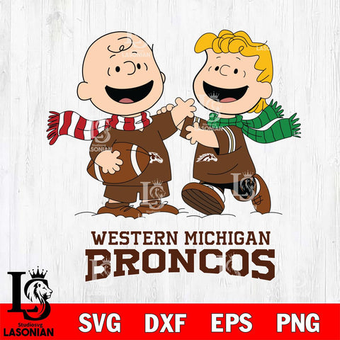 Western Michigan Broncos Charlie Brown & Linus Football Cricut,Christmas SVG DXF EPS PNG FILE, NCAA Digital Download,Instant Download, Silhouette