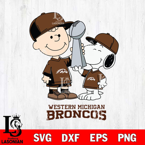 Western Michigan Broncos Charlie Brown and Snoopy Champions Svg Eps Dxf Png File, NCAA svg , Digital Download , Instant Download, Cricut File