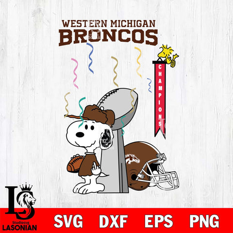 Western Michigan Broncos Charlie Brown and Snoopy Super Bowl Svg Eps Dxf Png File, NCAA svg , Digital Download , Instant Download, Cricut File