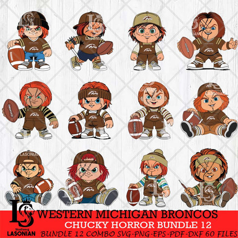 Western Michigan Broncos Chucky Horror Bundle 12 SVG Eps Dxf Png File, Bundle NCAA svg, Digital Download, Instant Download