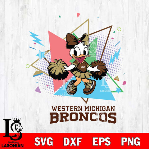 Western Michigan Broncos Cute Daisy Duck Cheerleader SVG DXF EPS PNG FILE, NCAA File Cut,Digital Download,Instant Download