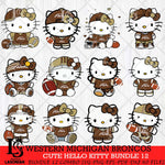 Western Michigan Broncos Cute Hello Kitty Bundle 12 SVG Eps Dxf Png File, NCAA Bundle svg, Digital Download, Instant Download
