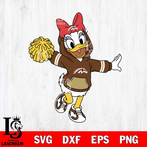 Western Michigan Broncos Daisy Duck Cheerleader Christmas File Cut, NCAA SVG DXF EPS PNG FILE, Digital Download , Criucut , Silhouette