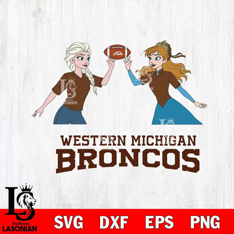 Western Michigan Broncos Elsa & Anna Football Cricut,Christmas SVG DXF EPS PNG FILE, NCAA Digital Download,Instant Download, Silhouette