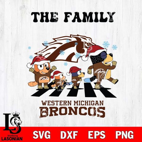 Western Michigan Broncos Family Bluey Christmas Svg Eps Dxf Png File, Digital Download