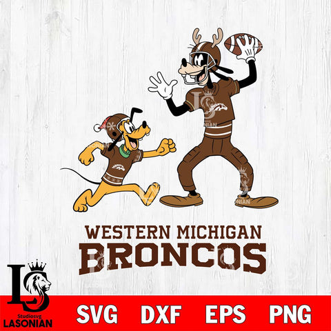 Western Michigan Broncos Goofy & Pluto Football Cricut,Christmas SVG DXF EPS PNG FILE, NCAA Digital Download,Instant Download, Silhouette