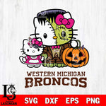Western Michigan Broncos Hello Kitty Horror 10 Svg Eps Dxf Png File, Digital Download