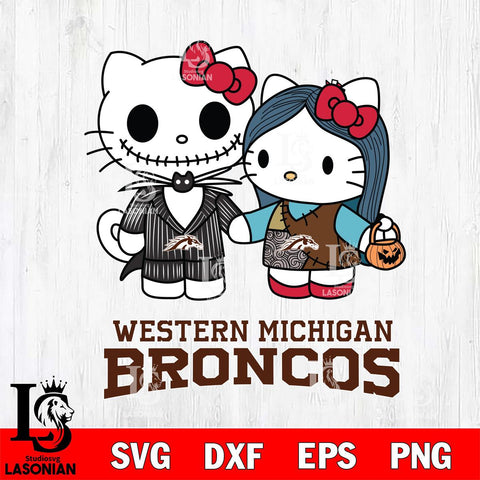 Western Michigan Broncos Hello Kitty Horror 11 Svg Eps Dxf Png File, Digital Download