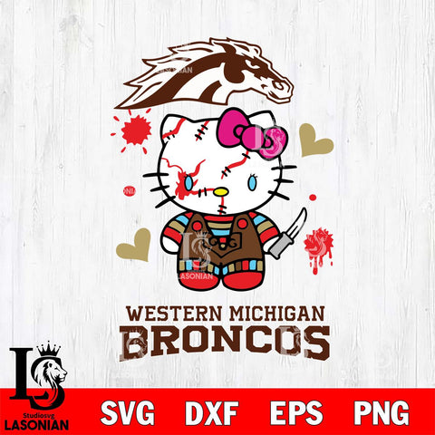 Western Michigan Broncos Hello Kitty Horror 2 Svg Eps Dxf Png File, Digital Download