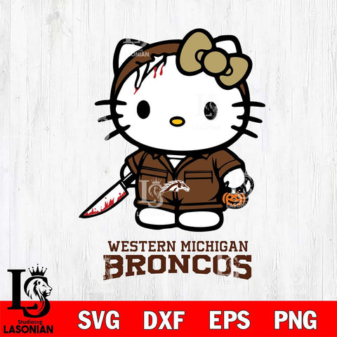 Western Michigan Broncos Hello Kitty Horror 5 Svg Eps Dxf Png File, Digital Download