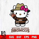 Western Michigan Broncos Hello Kitty Horror 6 Svg Eps Dxf Png File, Digital Download