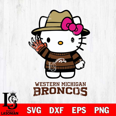 Western Michigan Broncos Hello Kitty Horror 6 Svg Eps Dxf Png File, Digital Download