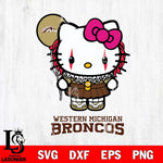 Western Michigan Broncos Hello Kitty Horror 7 Svg Eps Dxf Png File, Digital Download