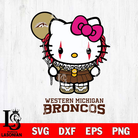 Western Michigan Broncos Hello Kitty Horror 7 Svg Eps Dxf Png File, Digital Download