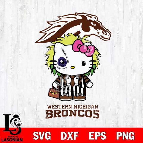 Western Michigan Broncos Hello Kitty Horror 8 Svg Eps Dxf Png File, Digital Download