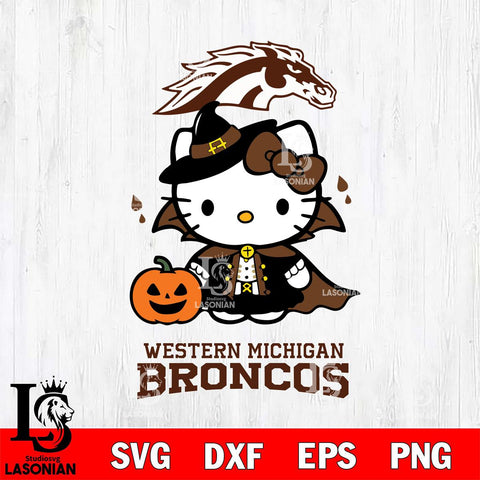 Western Michigan Broncos Hello Kitty Horror 9 Svg Eps Dxf Png File, Digital Download