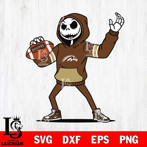 Western Michigan Broncos Jack Skellington Football Christmas File Cut, NCAA SVG DXF EPS PNG FILE, Digital Download , Criucut , Silhouette
