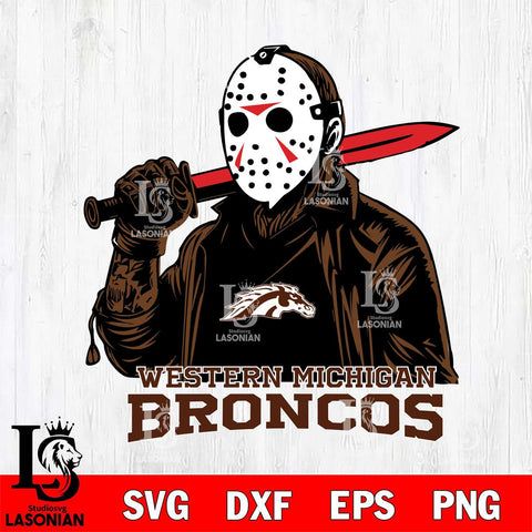 Western Michigan Broncos Jason Voorhees Horror 12 Svg Eps Dxf Png File, NCAA svg, Digital Download, Instant Download