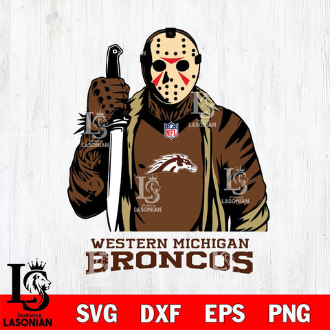 Western Michigan Broncos Jason Voorhees Horror 3 Svg Eps Dxf Png File, NCAA svg, Digital Download, Instant Download