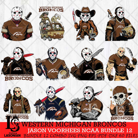 Western Michigan Broncos Jason Voorhees Horror Bundle 12 SVG Eps Dxf Png File, bundle NCAA svg, Digital Download, Instant Download