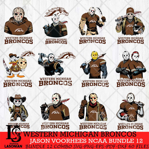 Western Michigan Broncos Jason Voorhees NCAA Bundle 12 SVG Svg Eps Dxf Png File, Digital Download