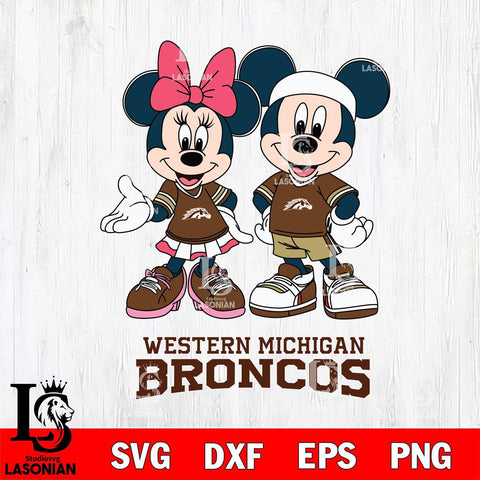 Western Michigan Broncos Mickey And Minnie Football Svg Eps Dxf Png File, NCAA svg , Digital Download , Instant Download, Cricut File