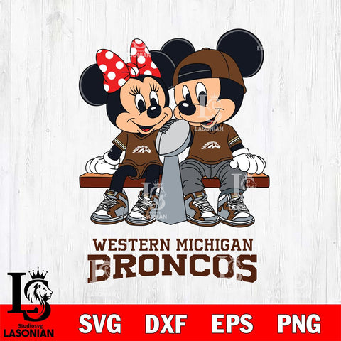 Western Michigan Broncos Mickey And Minnie Football Champions Svg Eps Dxf Png File, NCAA svg , Digital Download , Instant Download, Cricut File