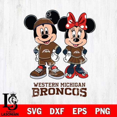 Western Michigan Broncos Mickey And Minnie Rugby Svg Eps Dxf Png File, NCAA svg , Digital Download , Instant Download, Cricut File