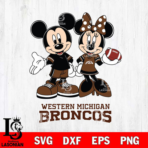 Western Michigan Broncos Mickey Minnie Football Svg Eps Dxf Png File, NCAA svg , Digital Download , Instant Download, Cricut File