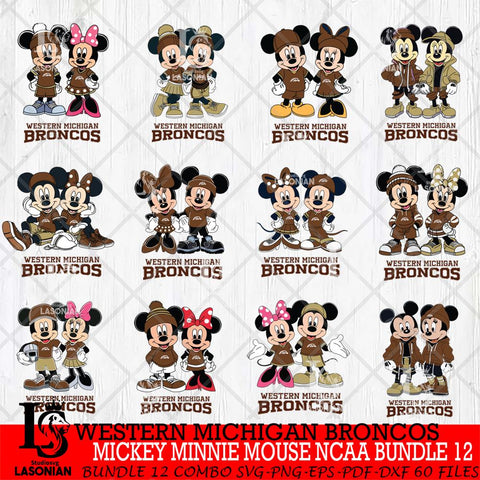 Western Michigan Broncos Mickey Minnie Mouse NCAA Bundle 12 Svg Eps Dxf Png File, Bundle NCAA svg , File Cut , Digital Download , Instant Download, Cut Svg Files