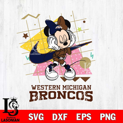 Western Michigan Broncos Minnie Mouse Dancing SVG DXF EPS PNG FILE, NCAA File Cut,Digital Download,Instant Download
