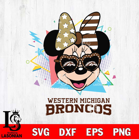 Western Michigan Broncos Minnie Mouse Love Sport SVG DXF EPS PNG FILE, NCAA File Cut,Digital Download,Instant Download
