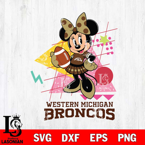 Western Michigan Broncos Minnie Mouse Sport SVG DXF EPS PNG FILE, NCAA File Cut,Digital Download,Instant Download