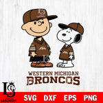 Western Michigan Broncos Peanuts Snoopy Football SVG DXF EPS PNG FILE,Snoopy File Cut, NCAA Digital Download,Instant Download,Christmas Silhouette