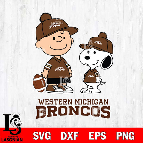 Western Michigan Broncos Peanuts Snoopy Friends Football SVG DXF EPS PNG FILE,Snoopy File Cut, NCAA Digital Download,Instant Download,Christmas Silhouette