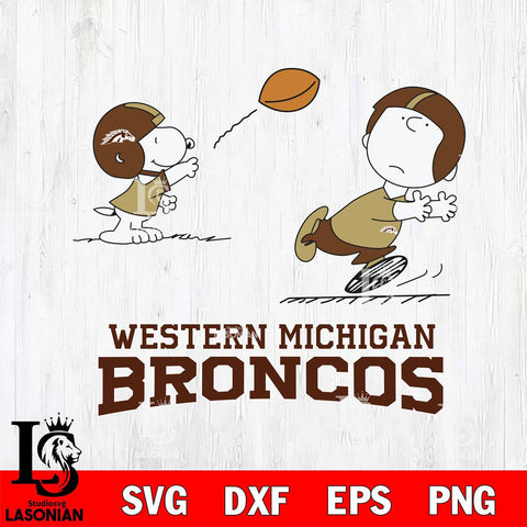 Western Michigan Broncos Peanuts play football SVG DXF EPS PNG FILE,Snoopy File Cut, NCAA Digital Download,Instant Download,Christmas Silhouette