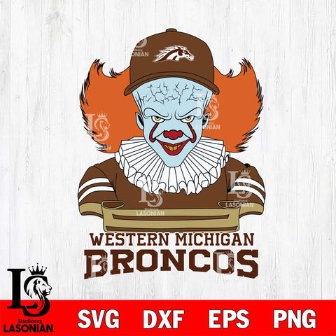 Western Michigan Broncos Pennywise Horror Sport 2 Svg Eps Dxf Png File, Digital Download
