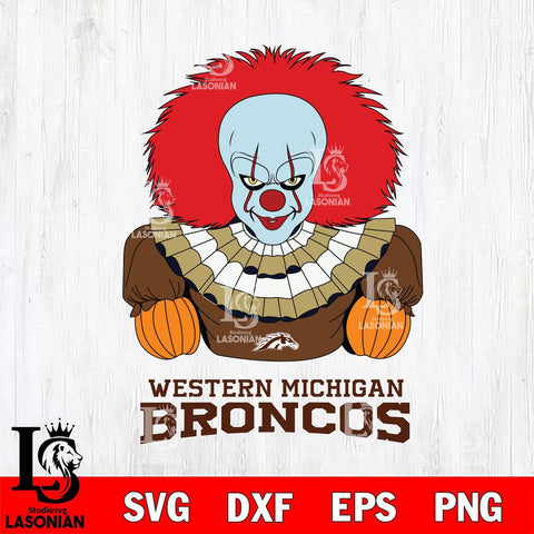 Western Michigan Broncos Pennywise Horror Sport 3 Svg Eps Dxf Png File, Digital Download