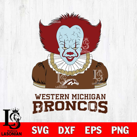 Western Michigan Broncos Pennywise Horror Sport 5 Svg Eps Dxf Png File, Digital Download