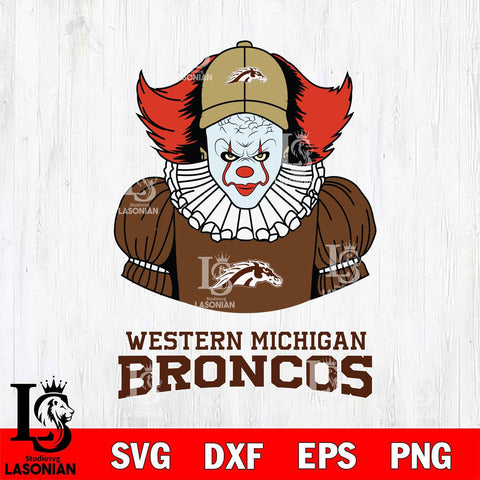 Western Michigan Broncos Pennywise Horror Sport 7 Svg Eps Dxf Png File, Digital Download