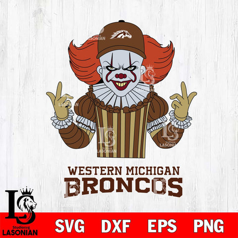Western Michigan Broncos Pennywise Horror Sport 8 Svg Eps Dxf Png File, Digital Download