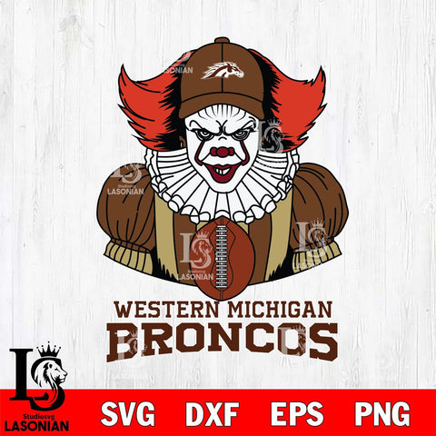 Western Michigan Broncos Pennywise Horror Sport 9 Svg Eps Dxf Png File, Digital Download