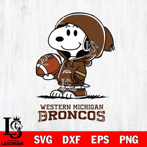 Western Michigan Broncos Snoopy Football Svg Eps Dxf Png File, NCAA svg , Digital Download , Instant Download, Cricut File