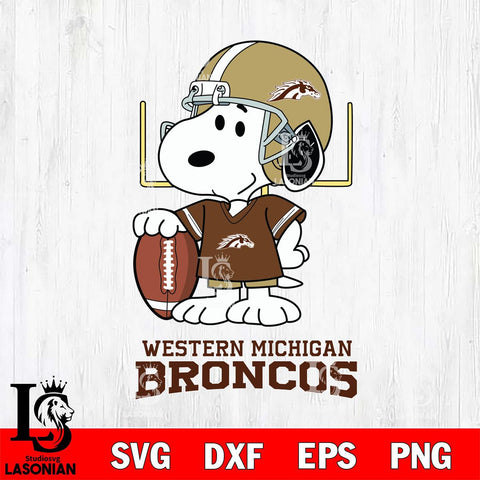 Western Michigan Broncos Snoopy Player Football SVG DXF EPS PNG FILE,Snoopy File Cut, NCAA Digital Download,Instant Download,Christmas Silhouette
