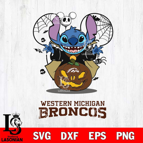 Western Michigan Broncos Stitch Horror Halloween Svg Eps Dxf Png File, Digital Download, Instant Download