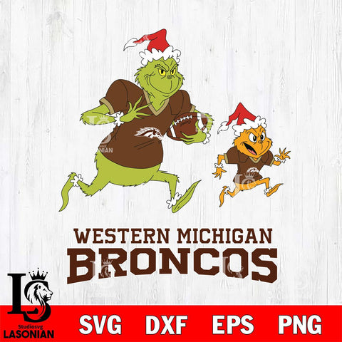 Western Michigan Broncos The Grinch & Max Football Cricut,Christmas SVG DXF EPS PNG FILE, NCAA Digital Download,Instant Download, Silhouette